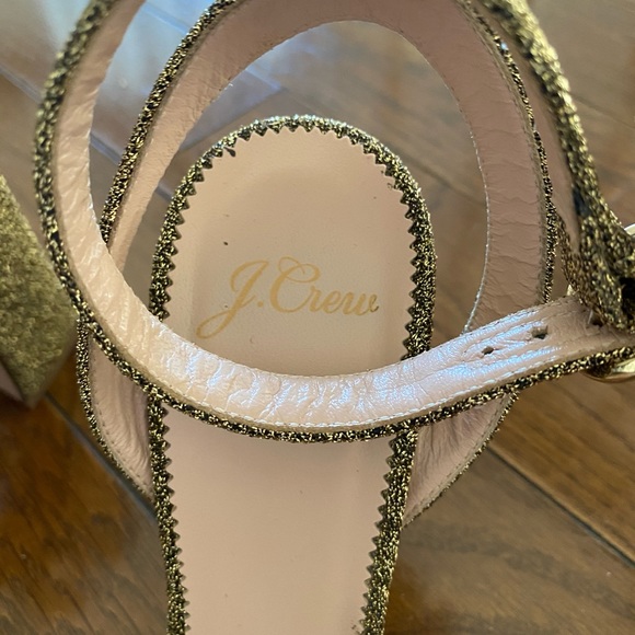 Gold sparkle J. Crew ankle strap heels - - Picture 2 of 6